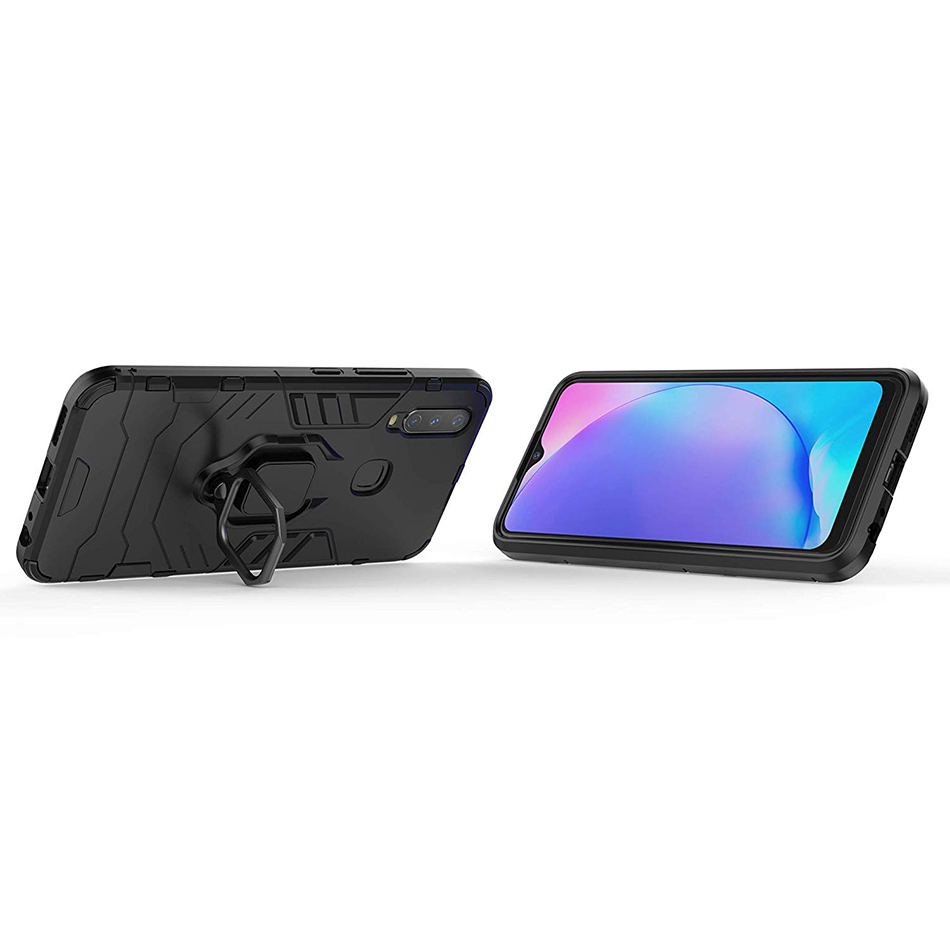 Slim Armour Tough Shockproof Case / Finger Ring Holder for Vivo Y17 / Y12 - Black